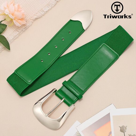 Women Wide Elastic Waist Belt For Dresses Fashion Silver Buckle Wide 4316 - Picture 7 of 7
